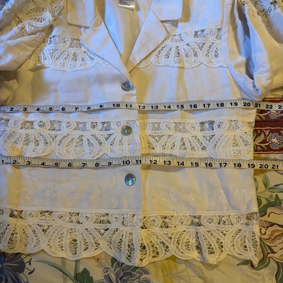 Vintage Plaza south off white linen blend midi dress w/ embellished jacket sz 16 - Picture 8 of 12